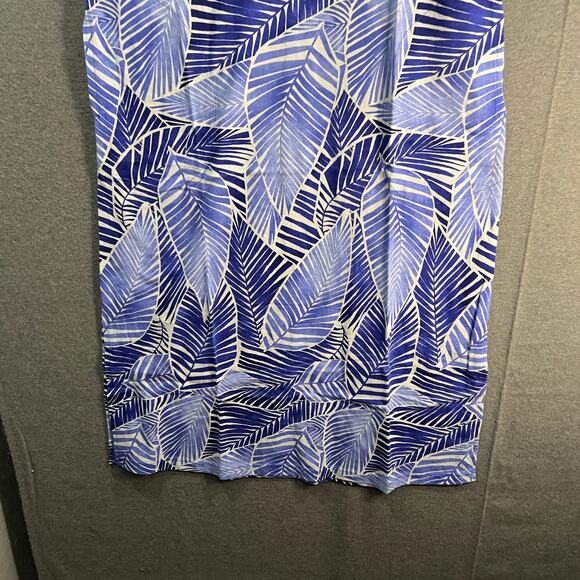 Stan Herman The Hamptons Petite 100% Cotton V-Neck Caftan Ocean/Palm Size PXS - Picture 4 of 10